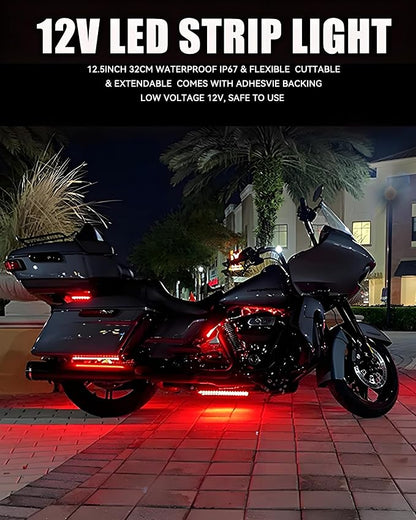 Keiurot 12V Led Light Strip 32CM Waterproof LEDs Light Strips for Cars Motorcycles Golf Cart Interior & Exterior Marine Boat Red Led Strip Lights 5050 18SMD,Pack of 4