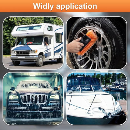 Tanlade 2 Pcs Car Wash Brush Head with Soft Detailing Bristle Flow Thru Car Cleaning Brush Exterior Wash Equipment for Auto Truck RV Boat Camper (10 Inch,Orange)