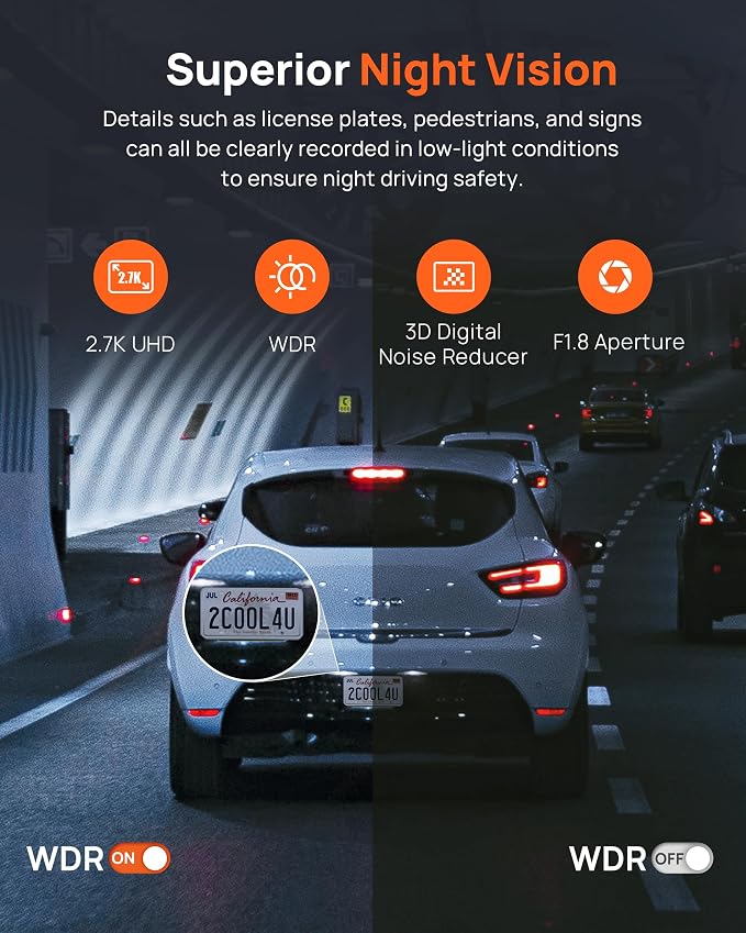 70mai 2.7K Dash Cam Front A500S, 1944P Dash Camera for Cars with Sony IMX335, Dashcam Built-in WiFi GPS, Optional Rear Dashcam, ADAS, 2'' IPS LCD Screen, 24H Parking Mode, WDR, Super Night Vision