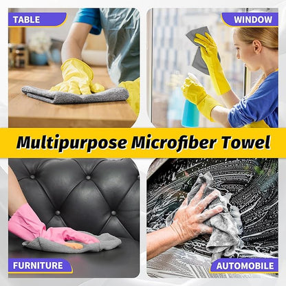 Microfiber Cleaning Cloth,150 Pack Grey Cleaning Rags, Bulk All-Purpose Lint-Free Shop Towels Wipes, Commercial Micro Fiber Cleaning Towels Washcloth for Car Garage Housekeeping 11.5"*11.5"