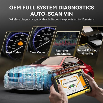 Dollarfix Bidirectional Scan Tool,PF8 OBD2 Scanner Diagnostic Tool, Full Systems Scan 34+ Reset Bluetooth&WiFi, ECU Online Coding, Active Test, AutoAuth FCA SGW&Automatic VIN&Free Lifetime Upgrade