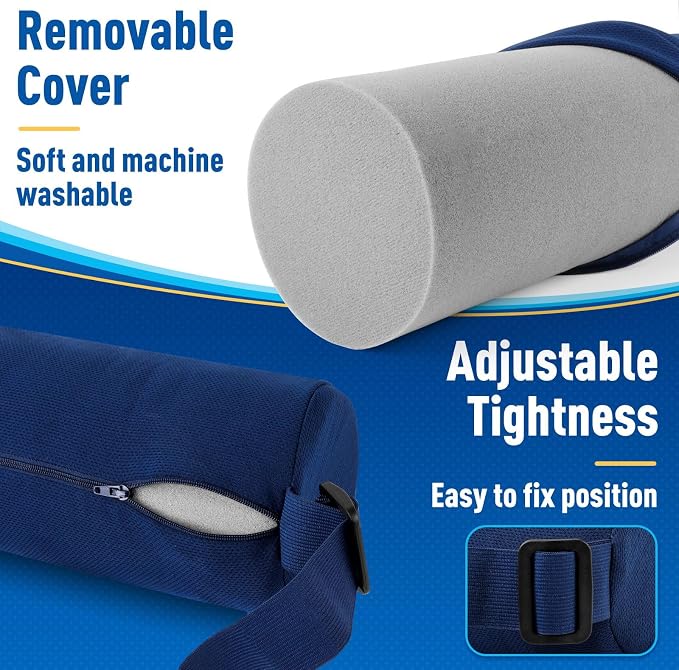 CushZone Seat Cushion, Lumbar Roll Support Pillow for Office Chair, Car, Gaming Chair, Memory Foam Back Cushion with Washable Cover for Relieving Back Pain & Improving Posture,Blue