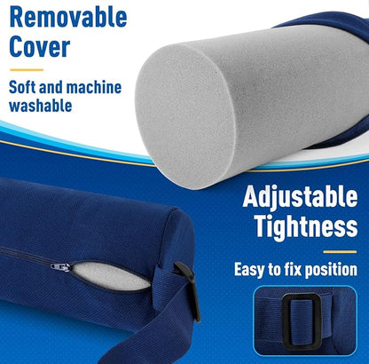 CushZone Lumbar Roll Support Pillow for Office Chair, Car, Gaming Chair, Memory Foam Back Cushion with Washable Cover for Relieving Back Pain & Improving Posture,Blue
