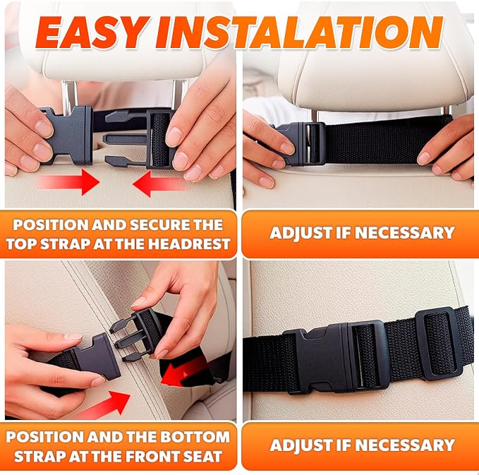 2 Pcs Backseat Car Organizer - Travel-Ready 23.4x16" Back Seat Car Organizer with 9 Large Pockets & Clear Tablet Holder, Made of Reliable Polyester with Long and Strong Straps - Easy to Attach & Clean