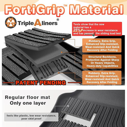 TripleAliners Truck Mat Compatible with 2024-2026 Ford Ranger SuperCrew Accessories, Floor Mats Heavy Duty Custom Fit All Weather Protection TPE Pickup Liner