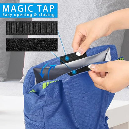 Homelove Hanging Car Trash Can with 4 Storage Pockets, Waterproof Leakproof Oxford Auto Garbage Bag, Adjustable Garbage Bag, Foldable Car Trash Bin Fit for Truck, SUV, Home, Office