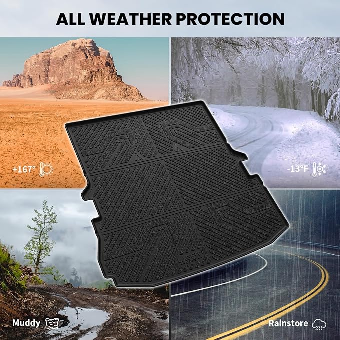 LASFIT Cargo Mat for Ford Explorer 2011-2019 Trunk & Backrest Liner, Custom Fit All Weather Protector TPE One-Piece Design Easy Installation Trunk with Seatback Mat Accessories, 1pc Black