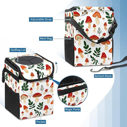 Car Trash Can – Multi-Purpose, Lightweight and Portable with Durable Water-Resistant Coating, No Installation Required, Practical and Ample Capacity, Variety of Colors.Mushroom