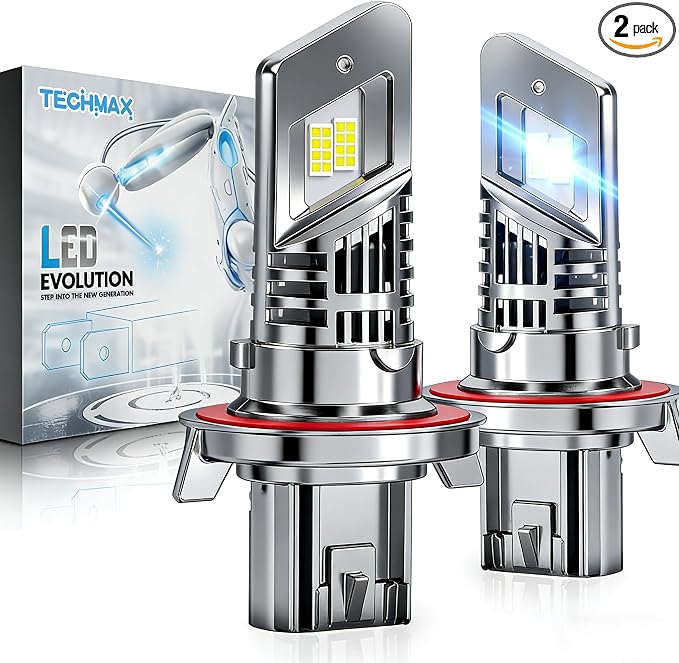TECHMAX H13 Light Bulbs, 9008 Fog Light Bulb w/Fan 30000lm 600% Bright 6500K Wireless Compatible with F150 F250 F350 Gladiator Wrangler Ram1500/2500/3500 Direct Insertion Plug and Play, Pack of 2