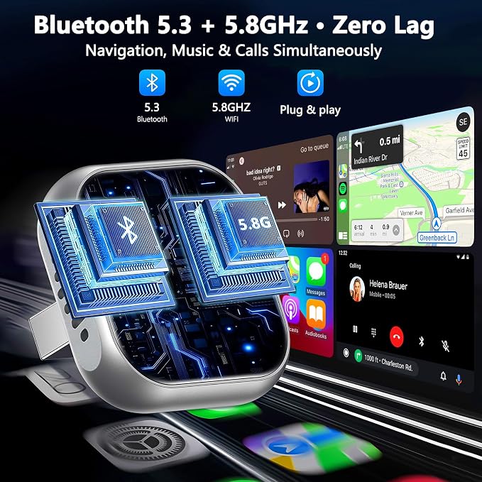 2025 Upgraded Wireless CarPlay Adapter for iPhone | Ultra-Mini Metal, Convert Wired to Wireless, Bluetooth 5.3 Fast Stable Connection, Plug & Play, 800+ Factory CarPlay Wired Cars, iOS 10+