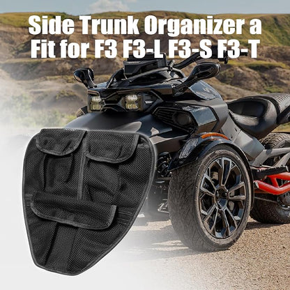 Front Trunk Organizer Frunk Tool Bag for Can Am Spyder F3 F3-L F3-S F3-T 2015+ Models - Removable 3 Mesh Pockets Storage Accessories(Black Style)