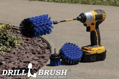 Aquatic All-Purpose Cleaning Brush Set - Medium Stiffness Blue Brushes - Long Reach Extension Attachment Kit - Aquarium Cleaning Products - Fish Tank Cleaner Brushes - Boat Scrub Brush - Hull Scrubber