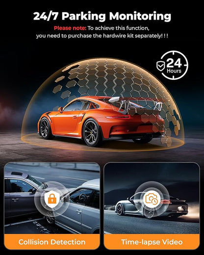 UVVlO Dash Cam Front and Rear - 2026 Upgrade 4k/2k FHD Dash Camera for Cars - 3.59" lPS Display Dual Dashcam w/Free 64GB Card, 5.8GHz WiFi, GPS, Emergency Lock, WDR, Night Vision, 24H Parking Mode
