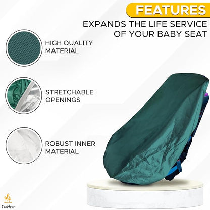 EcoNour Baby Car Seat Sun Shade Cover | Infant Car Seat Heat Protector | Reflective Shield Keeps Baby Seat Cool | UV Protection Cover for Travel | Green