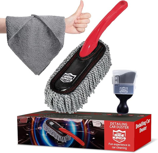 Car Detailing Kit - 3 Packs: Car Duster, Interior Cleaning Brush, Microfiber Towels | Detail Tools