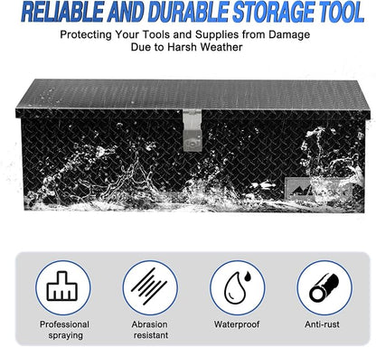 Nilight 30 Inch Truck Tool Box Heavy Duty Aluminum Diamond Plate Truck Bed Toolboxes 30''X13''X9.6'' Waterproof Pick-Up Storage Tool Boxes for Bed of Truck RV Trailer with Side Handle Lock Keys, Black