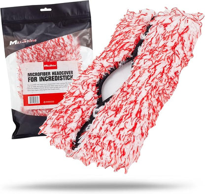 Maxshine Red & White Microfiber Replaceable Head Cover for Premium IncrediStick – Scratch-Free Cleaning for Cars, Trucks, Boats & RVs – Car Detailing Accessory