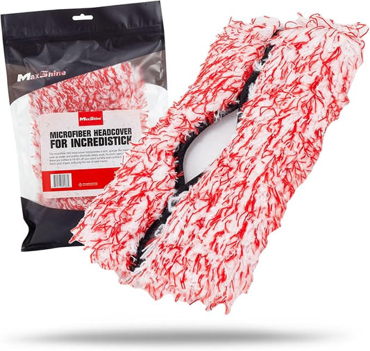 Maxshine Red & White Microfiber Replaceable Head Cover for Premium IncrediStick – Scratch-Free Cleaning for Cars, Trucks, Boats & RVs – Car Detailing Accessory