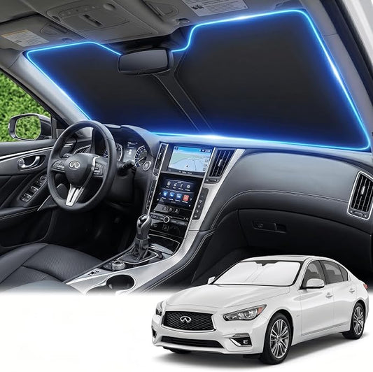 for Infiniti Q50 Windshield Sun Shade 2014-2024 Sunshade Front Window Shade Custom Fit Q50 Accessories Sun Visor Foldable Shade Blocks UV Rays Accessories