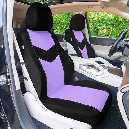 Universal Fit Chevron Flat Cloth Car Seat Covers Full Set - Purple