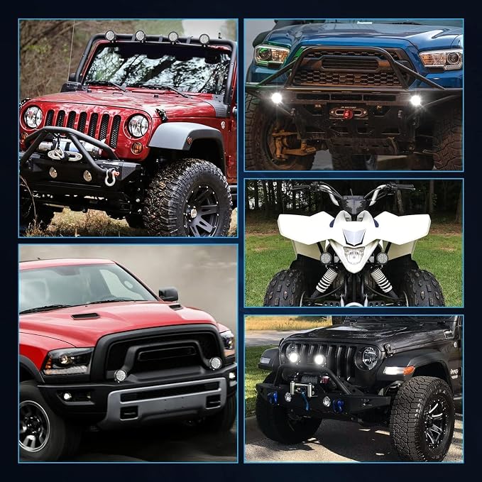 ACEC SHOP Round LED Pods 2PCS 54W 3.5 Inch Round Off Road Lights Fog Lights Offroad Driving Light Flood Light Bars LED Ditch Pods for Wrangler Pickup Truck Toyota SUV UTV ATV Boat