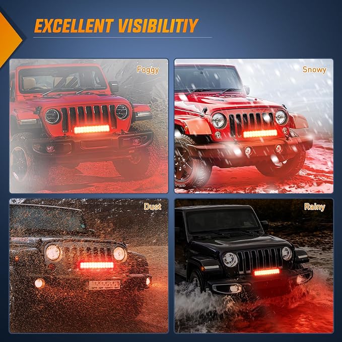 Nilight LED Light Bar 12 Inch 72W Spot Flood Combo Red Beam Off Road Lights Fishing Hunting Emergency Deck Boat Work Lighting for Trucks UTV Pick-up Van Boat Tractor