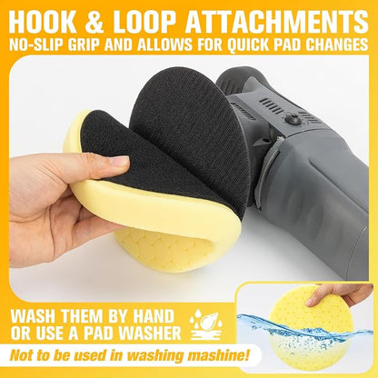 Yellow Polish Pad, Buffing Polishing Pads, 1Pc 6.5 Inch Face for 6 Inch 150mm Backing Plate Compound Buffing Sponge Pads for Car Buffer Polisher Compounding, Polishing and Waxing