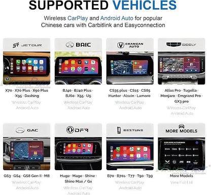 NCP0039 HansPilot CarKit CarBitLink x Baic Jetour Geely Chery Jac Gac Dongfeng Forthing Aeolus Kaiyi Hongqi Changan, Wired Carbitlink Phonelink Easy Connect to Wireless CarPlay Android Auto Adapter