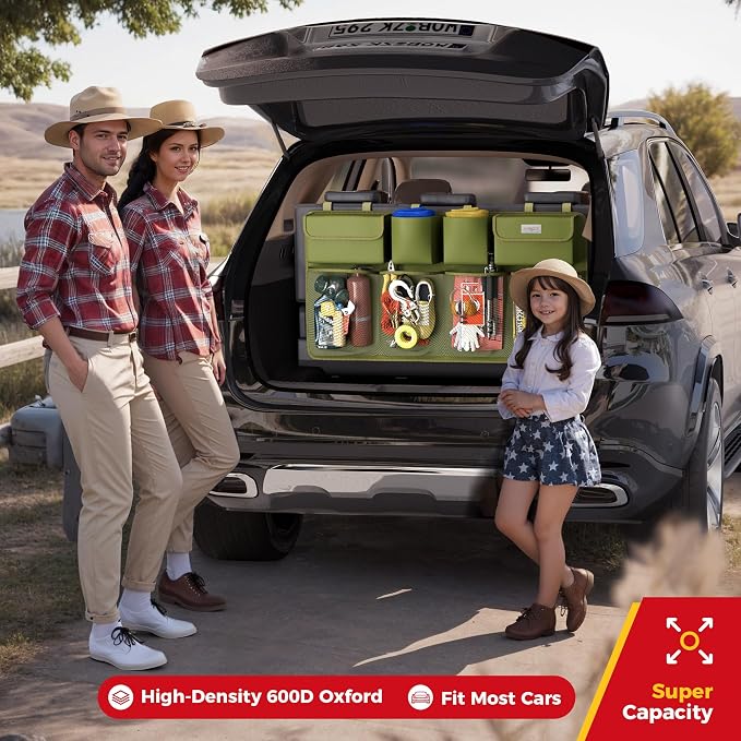 SURDOCA Car Trunk Organizer, LARGE CAPACITY Car Storage Bag with 8 Pockets, 7X Upgraded Trunk Storage Organizer for Car, SUV, Truck, MPV | for SUV