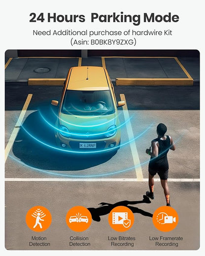 4K Dash Cam Front and Rear, Built-in WiFi GPS, 3" IPS Screen, HDR Night Vision Dash Camera for Cars, G-Sensor App Control, Emergency Lock, Accident Record, Parking Mode, Support 512GB Max