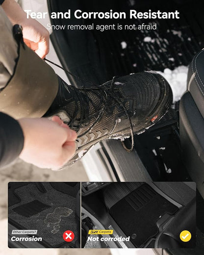 3W Floor Liner & Carpet Top Bundle for 2019-2024 Dodge Ram 1500 Crew Cab (New Body/Without Storage) All-Weather 1st & 2nd Row TPE Mats Set, Not for Classic Models