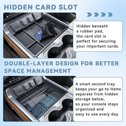 EDBETOS Center Console Organizer Tray Compatible with 2014-2018 Chevy Silverado/GMC Sierra 1500 Accessories 2015-2019 Silverado/Sierra 2500HD/3500HD Compartment Storage,Full Console w/Bucket Seat ONLY