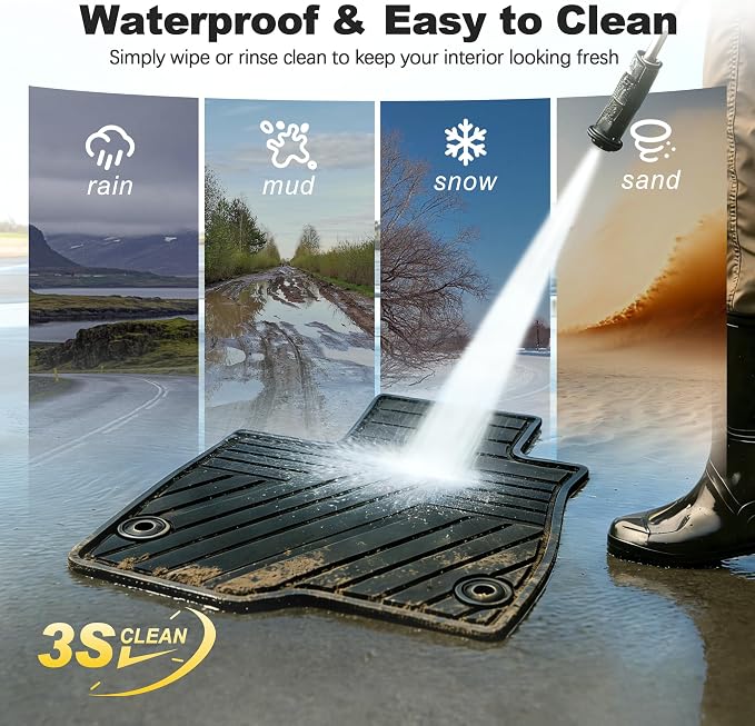 Rubber Floor Mats Fit for Honda CR-V 2022 2021 2020 2019 2018 2017 (Gasoline & Hybrid), All Weather Custom Fit Heavy Duty Anti-Slip Car Mats for CRV, 1st & 2nd Row Black
