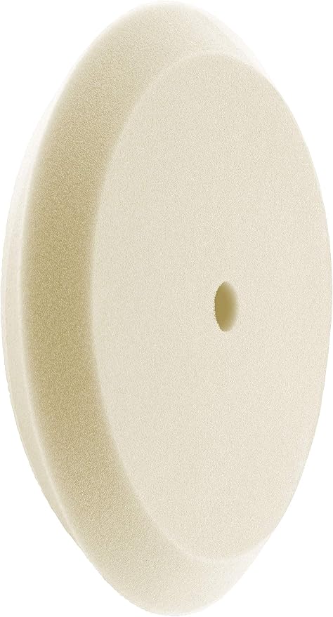 HI-Buff 8" Foam Buffing Pads, Fits 7" Backer, Polishing Pad, Slant Design, Hook & Loop Backing (White Heavy Cut)