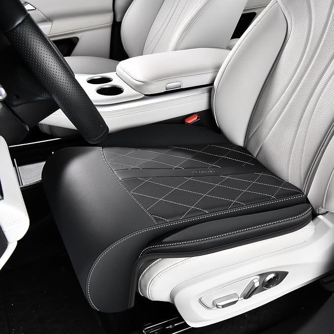 Coverado Car Seat Extender Leg Support, Leather Leg Extension Pad Car Seat Cushions, Waterproof Leg Extender Cushion for Long Driving, Car Leg Support Pad Universal Fit for Diver Seat (Update, Black)