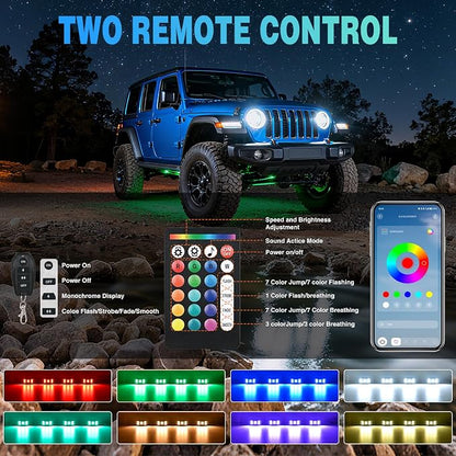 Nilight RGBW LED Rock Lights Kit, 8 Pods 22LED Wide Angle Remote & Bluetooth App Dual Control with Music Modes Multicolor Underglow Neon Wheel Well Light Fit for ATV UTV SUV Offroad Truck RZR Boat