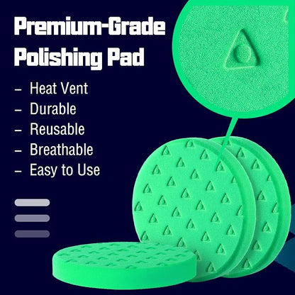 6 Inch Buffing Pads, 3 Pack Polishing Pad Green T120 High-Density Buffing Sponge Pads for Car Buffer Polisher Compounding, Polishing & Waxing