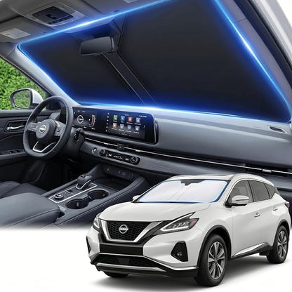 Windshield Sun Shade for Nissan Murano 2015-2024 Sunshade Front Window Shade Custom Fit Murano Accessories Sun Visor Foldable Shade Blocks UV Rays Accessories