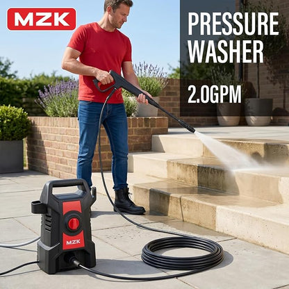 MZK 2026 New Lightweight Pressure Washer, Portable One-Button Start with 4 Adjustable Nozzle & Foam Cannon, Powerful Cleaning Machine for Cars, Patios, Fences & Driveways(Red)