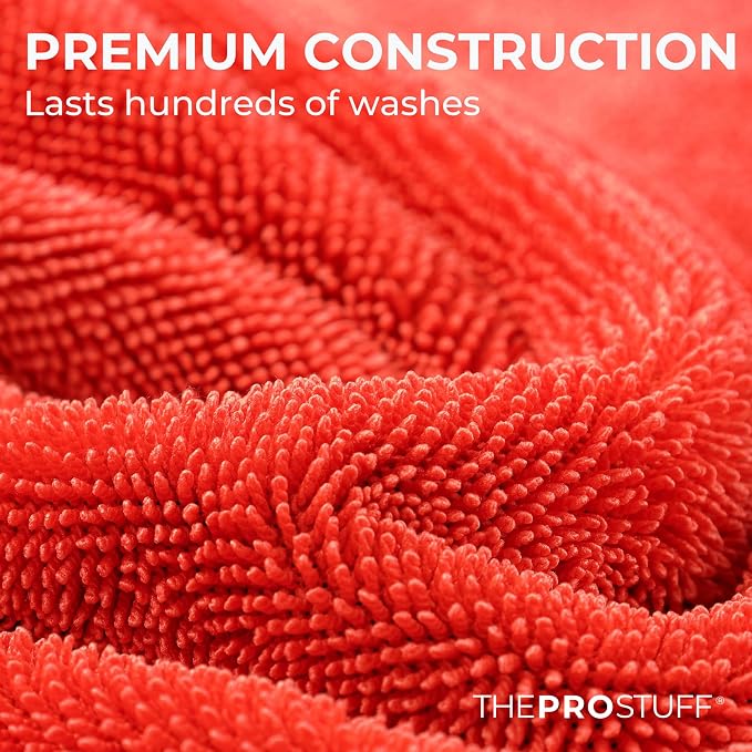 The Pro Stuff® Car Drying Towel 1400 GSM - Ultra Absorbent Twisted Loop Microfiber Towel for Auto Detailing, Scratch-Free Lint-Free Streak-Free Dual-Sided Car Wash Cloth, XL 24"x36"