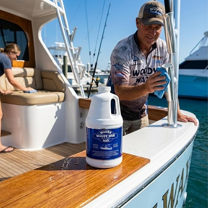 Woody Wax Boat Protection Refill Pack, Non-Skid Deck Wax & Professional Metal Restorer, All-In-One Marine Protection for Decks, Hulls & Towers; No-Buff Formula Against Corrosion & Saltwater, 64 oz