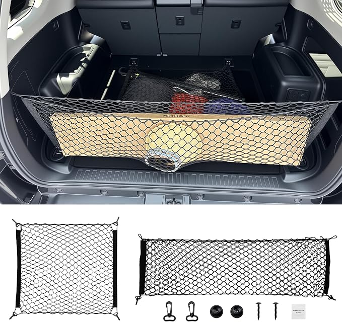 Trunk Cargo Net for 2010-2024 Toyota 4Runner 2 Row Model Only, Trunk Organizer Luggage Mesh Net Anti-Slip Rear Cargo Netting for 4 Runner SUV Accessories(Envelope Style+Floor Style)