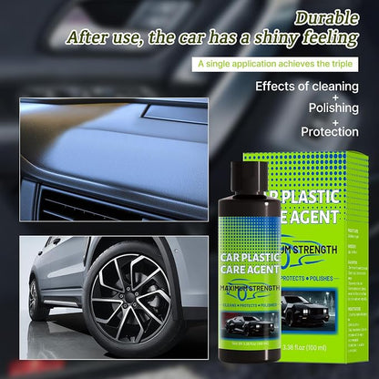 Plastic Restorer for Car Plastic Care Agent kit, Automotive Exterior and Interior Trim Scratch Remover Kit, Bring Plastic, Rubber, and Vinyl Back to Life! Safe Auto Detailing Supplies, 3.38 Fl.oz