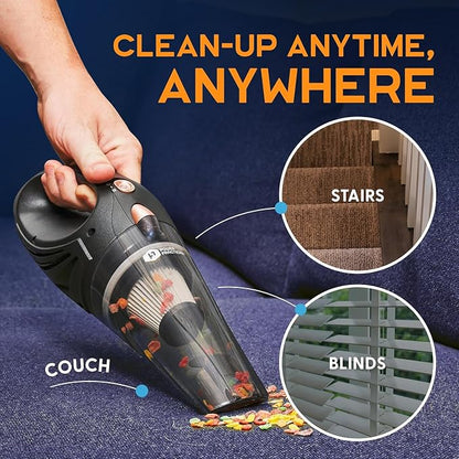 Power Practical Handheld Cordless Vacuum Cleaner, Rechargeable Portable Car Vacuums W/Strong Suction, Bag & Attachments, Small Vac Cleaner for Car, Couch, Home, Car Suction Cleaner