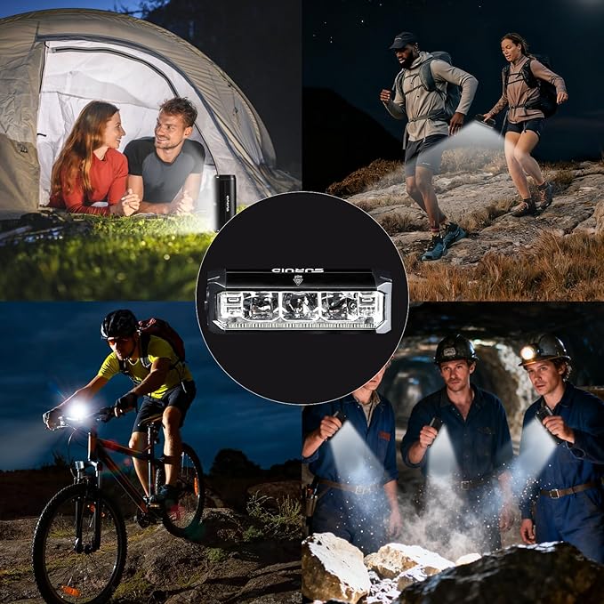 Suruid Super Bright LED Bike Light, USB Rechargeable Bicycle Headlight, Waterproof Bike Headlight, Waterproof Bike Headlight,Daytime Running Light,MTB Off-Road Cycling Commuting