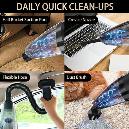 Handheld Vacuum Cordless Rechargeable,Portable Car Vacuum Cleaner with USB Charge.LED/Multi Accessories,Hand Vacuum Cordless for Pet Hair,Home,Car,Office