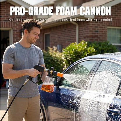 Foam Cannon for Pressure Washer, 1L Car Wash Foam Cannon with 1/4" Quick Connect, Adjustable Snow Foam Lance with Extra Orifice Nozzle & Foam Makers for Cars
