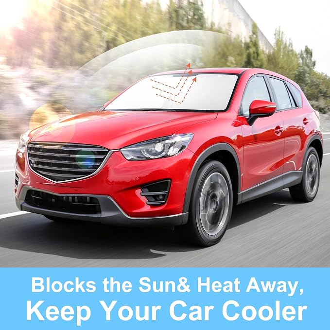 TINGLU Sun Shade for Mazda CX-5 CX5 2013-2016 Accessories Windshield Sun Shade Window Shade UV Rays Protection Sun Visor Cover with Steering Wheel Sunshade Storage Bag