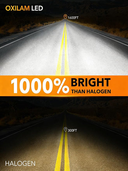 OXILAM H11B LED Light Bulbs, 1000% Ultra-Bright, 1:1 Halogen Size H8B/H9B Fog Lights, 5 Min Quick Install, 6000H Lifespan, No Flicker, 99% Compatibility, Pack of 2