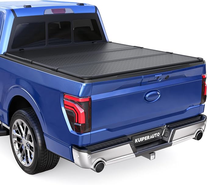 KUIPERAUTO 6.8FT Hard Tri Truck Bed Tonneau Cover Compatible for Ford F250/F350/F450 1999-2026 Super Duty Standard Short Bed 82Inch